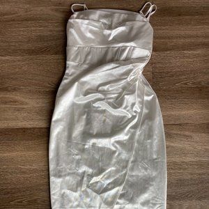 White satin bodycon dress